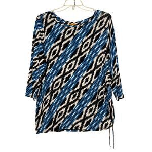 Ruby Rd. Blue and Black Patterned Shirt/Top, Size 1X